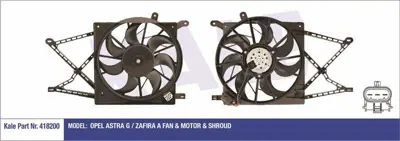 KALE 418200 Radyator Fan Motoru+davlumbaz Astra G Zafıra A 98>10 X14xe Z14xe Z16xe Z14xep Z16xep 1314538, 1341344, 90570736, 90570739, 1314539, 1341299, 1314453, 1314460, 1314542, 1314543