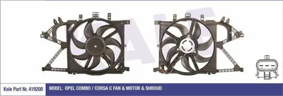 KALE 419200 Fan Motor Davlumbaz Opel Combo / Corsa C 160w 360mm 13413311314442