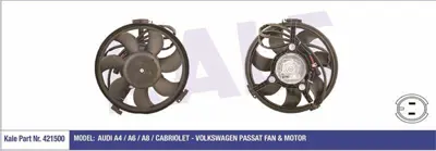 KALE 421500 Fan Motoru Kucuk Olan (80w 280mm) A4 A6 A8 Passat 8G0959455