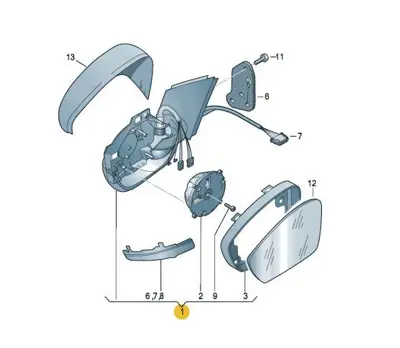 GKL 291467 Ayna Komple ( Katlanır Tıp ) Sol Superb 15> 