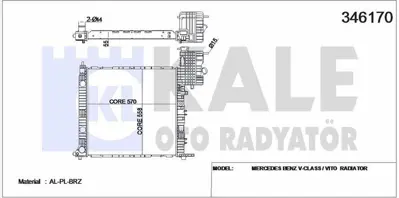 KALE 346170 Motor Su Radyatoru (Klimasız) V-Class 638/2 96>03 Vıto 638 96>03 