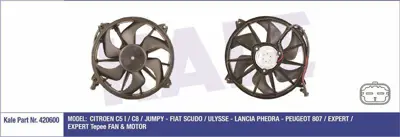 KALE 420600 Fan Motoru Sol C5 Em C8 P807 Expert Iıı Jumpy Iıı 1,6 Hdı 2,0 Hdı 370w 