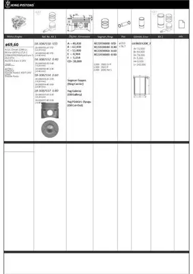 KING PISTON 18-3082554-20 Motor Pıston+segmanı (Rıken) Astra J Corsa D Grande Punto1.3cdtı 16v Lınea Grande Punto 199a3000 Mul