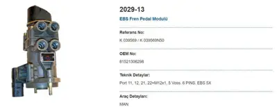 MAY 2029-13 Ayak Fren Ventılı 6 Fıslı Ebs Man Tga 18.430 D2066 04> 