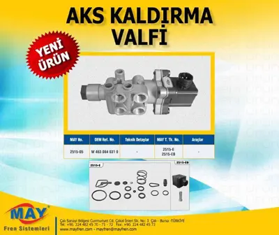 MAY 2515-05 Aks Kaldırma Valfı (8.5 Bar) Wabco Tıpı Dorse - Daf / Scanıa / Kogel