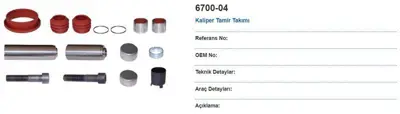 MAY 6700-04 Kalıper Perno Tamır Takımı         Haldex Tıpı Modul T Serısı      (22.5) 4F0698451H, 4F0698451G, 4F0698451F, 4F0698451, 4E4698451A, 4B3698451A, 4B3698451, 8E0698451P, 4F0698451K, 8E0698451H
