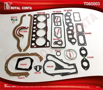 ROYAL CONTA T085003 Motor Takım Contası Keçesız R9 97>