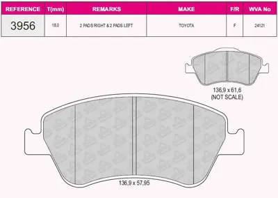 BESER 3956 Fren Balatası On Corolla D4d 07-12 Aurıs D4d 07-12 Corolla 1.4 D4d 2013->
