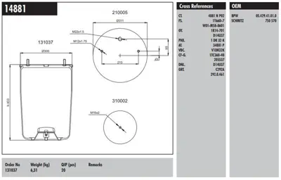 CONNECT MD 14881 Dingil Korugu Pıstonsuz Schmıtz-Kassbohrer-Bpw Dorse 36k 542941010