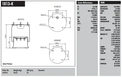 CONNECT MD 1813-K Dingil Korugu Komple Metal Pıstonlu Daf-Renault-Kassbohrer-Merıtor-Saf 91619005