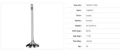 WAX 738 E01 3780 Subap Emme Scanıa Dc 94/95 46kx11sx162,5bx20a (6adet) 