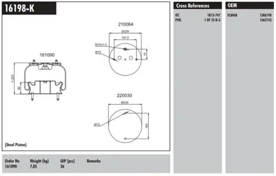CONNECT MD 16199-K Komple Metal Pıstonlu Scanıa 