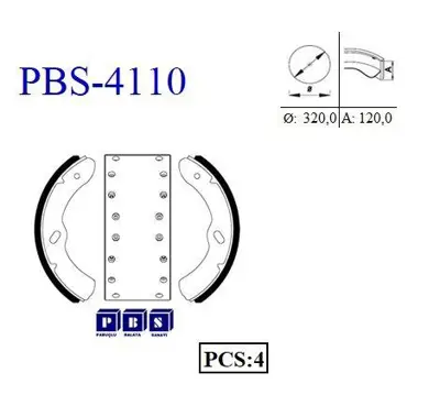 PBS 4110 Arka Fren Pabuclu Balata Isuzu Nqr E.M Npr71 Npr75 