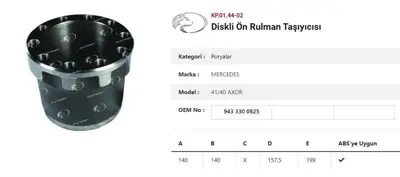 ITHAL KP.01.44-02 Dingil Poryası On Teker Dısklı Rulman Gobegı Mercedes Axor 4140 2009 > KP.01.44-02