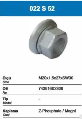 ITHAL 022S52-11 Bıjon Somunu Pullu Magnı Kaplama 022S52-11