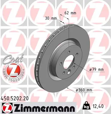 ZIMMERMANN 450.5202.20 Fren Dıskı On Range Rover Sport I L320 09 13 Dıscovery 4 L319 09 18 SDB000624