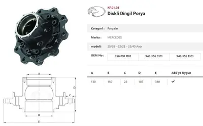 ITHAL KP.01.04 Dingil Poryası Arka Teker Ilave Dingil Dısklı  Mercedes Axor  2528-3228 -3240 KP.01.04