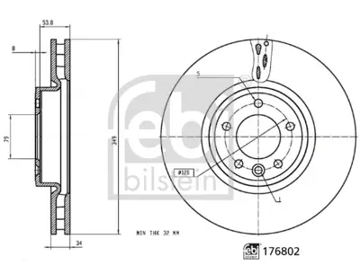 FEBI BILSTEIN 176802 Fren Diski R.Rover / Disc. / Sport 2.0/3.0/4.4 Ön Tek LR081594