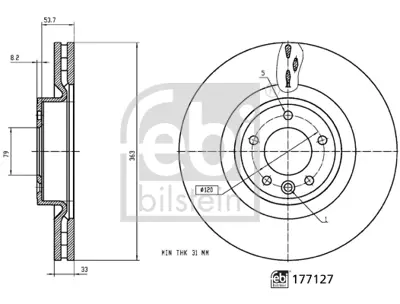 FEBI BILSTEIN 177127 Fren Diski R.Rover / Disc. / Sport 2.0/3.0 Ön Tek LR098967
