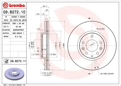 BREMBO 09.B272.10 Fren Diski Pro Mazda 6 08-13 Ön 5DA026251, 92180703, G33Y3325, G33Y3325X, G33Y3325XA, GV7D33251, QP70911058