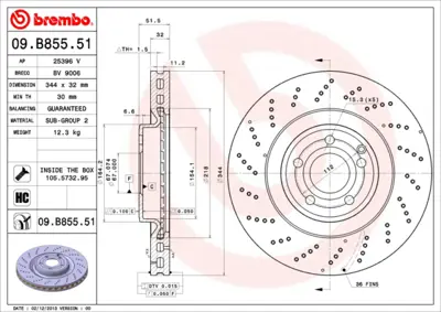 BREMBO 09.B855.51 Fren Diski 218 Ön Cls 350/400 A2184210412