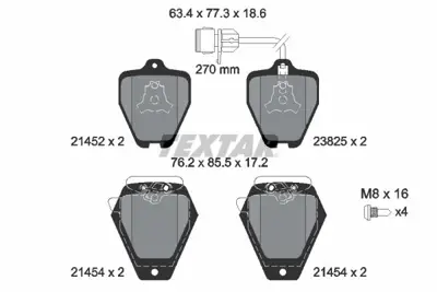TEXTAR 2145201 Fren Balatası Vw A8  3.7,4.2  Quattro Ön 4D0698151E