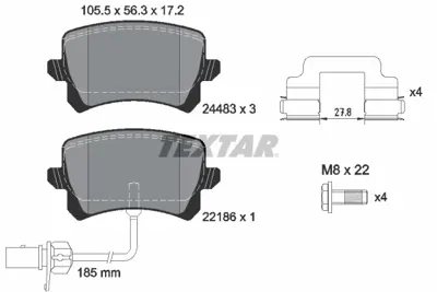 TEXTAR 2448307 Fren Balatası Vw Q3 2.5 Rs  Arka 8U0698451E/D