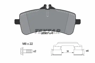 TEXTAR 2558701 Fren Balatası 222/223 Arka  4 Matıc A0004203800