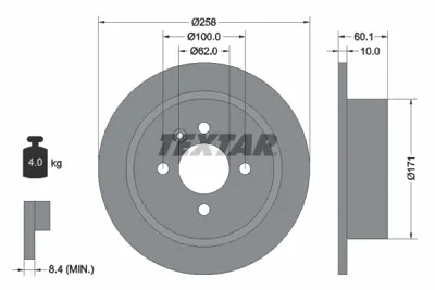 TEXTAR 92019200 Fren Diski E-30 Arka Tek 34211119581