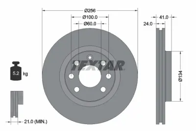 TEXTAR 92039203 Fren Diski Opel Astra F/Vectra A/B    256mm   Ön 93182282, 96215670