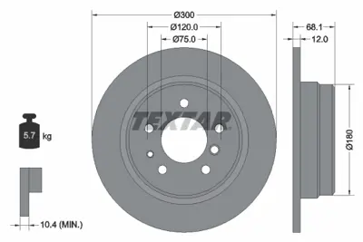 TEXTAR 92042500 Fren Diski E-32 Arka 7.30/7.35 Tek 34211165257
