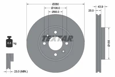 TEXTAR 92053800 Fren Diski Opel Saab 9000  280 Mm Ön 8965980