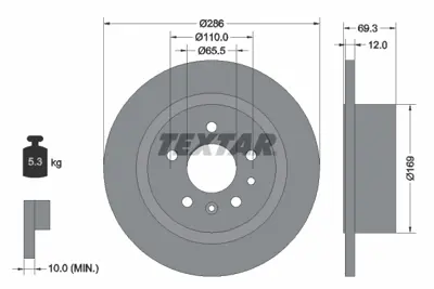 TEXTAR 92067003 Fren Diski Opel Omega B     Arka 93182292