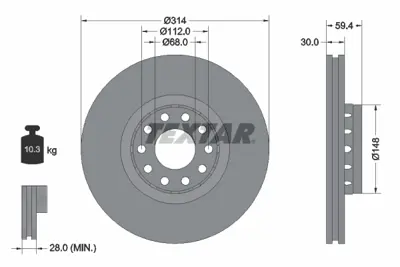 TEXTAR 92073200 Fren Diski Vw A6,A8 Ön 94-01  314x28 441615301AA