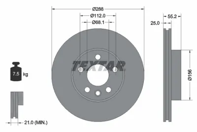 TEXTAR 92074203 Fren Diski Vw Sharan Ön 96-02   288x25 7M0615301G