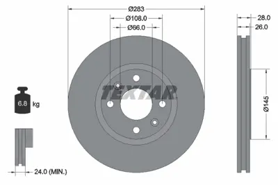 TEXTAR 92078703 Fren Diski Peug.406/Cıtr.Xantıa 97> 283mm  Ön 4246R7