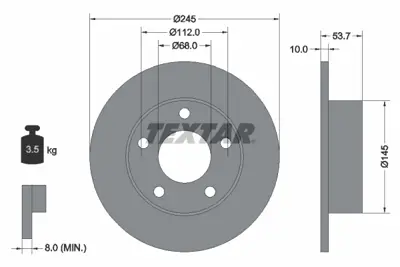 TEXTAR 92090803 Fren Diski Vw A6 97- 1.8 2.4 2.8 3.0  Arka Quatro 4B0615601