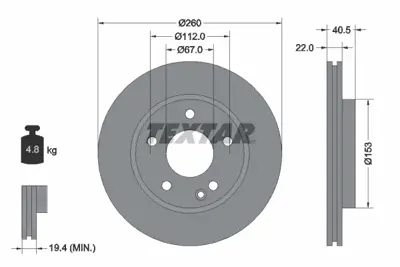 TEXTAR 92091303 Fren Diski  168 Ön  A160 A1684210812