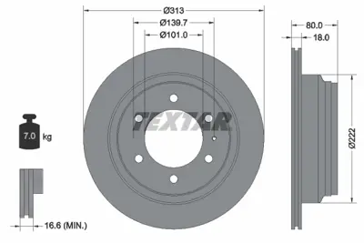 TEXTAR 92091600 Fren Diski Opel Frontera A/B  313mm Havalı Arka 8972077020, 97034036
