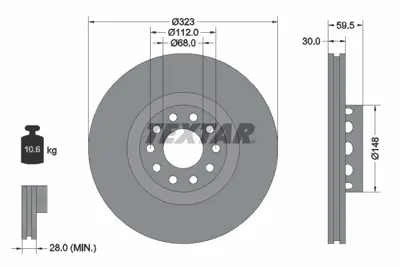 TEXTAR 92098305 Fren Diski Vw A8  99-03  2.5  3.7 Ön  323x30 4D0615301J