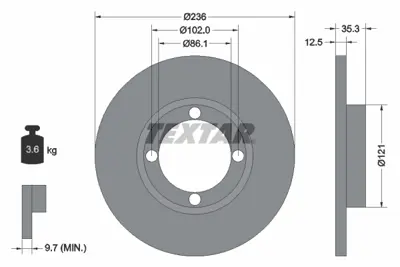 TEXTAR 92100303 Fren Diski Chevrolet Spark 05>   236 Mm  Ön 96455424