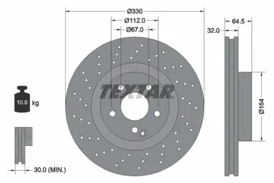 TEXTAR 92120205 Fren Diski  230 / 211  Ön Tek A2304210812
