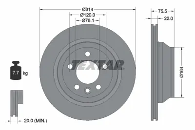 TEXTAR 92121903 Fren Diski Vw Touareg/ Q7 Arka  314x22 7L6615601G