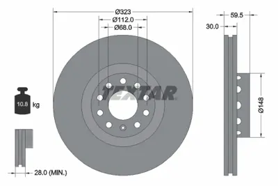 TEXTAR 92122103 Fren Diski Vw Phaeton  02-07  3.2-4.2  Ön  323x30 4D0615301A