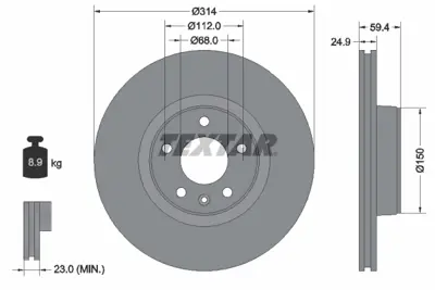 TEXTAR 92132205 Fren Diski Vw A6 Ön  04-   314x25   92132200 4F0615301D