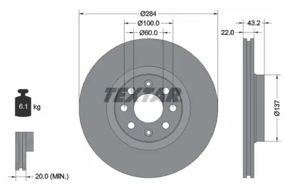 TEXTAR 92145803 Fren Diski Opel Corsa D/E   284mm Büyük Tip  Ön  5569025, 55700923
