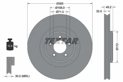 TEXTAR 92186305 Fren Diski Jaguar F-Type/Xf/Xj/Xk Ön Tek C2C25337