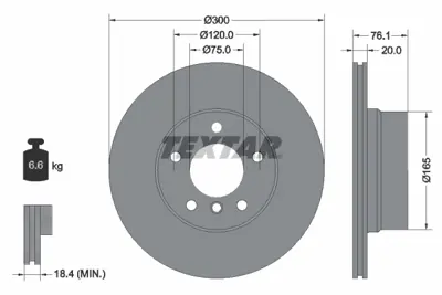 TEXTAR 92199503 Fren Diski E-82/88 Arka Tek 34216855005