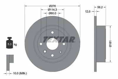 TEXTAR 92225103 Fren Diski Chevrolet Epıca  07>  276 Mm  Arka  96328254