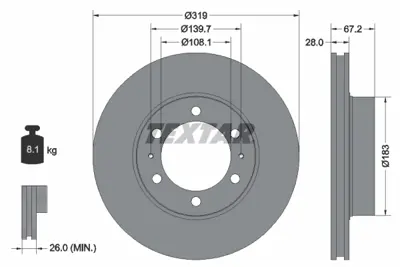 TEXTAR 92230403 Fren Diski Hılux 2.5 3.0 D-4d 4x4 07> 319mm Ön Tkm 4351235321